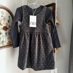 NWT Zara Ribbed Dress & Long Sleeve Layered Top Size 4